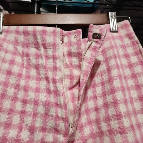 Zara Pink and White Checkered Gingham Wide Leg Pants, Small - Picture 3 of 3